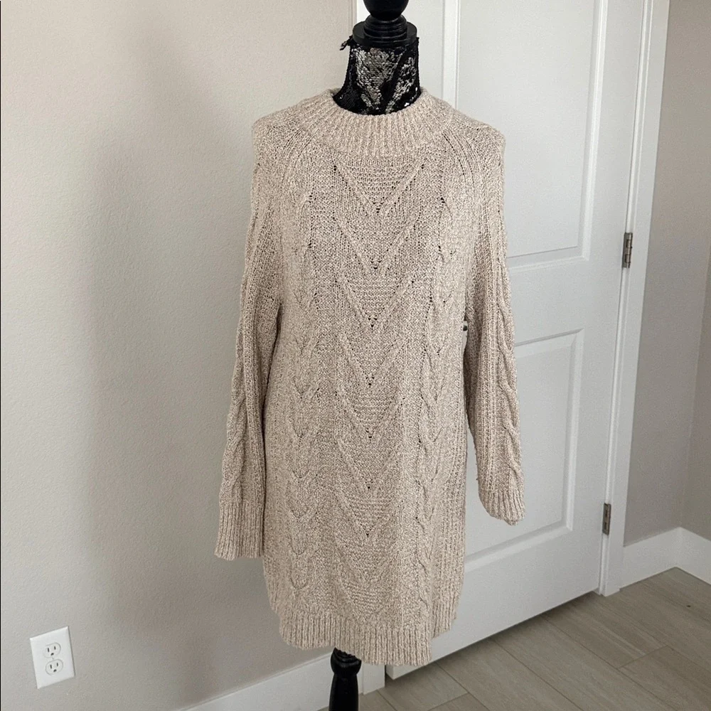 Old Navy Cream Cable Knit Sweater Dress - Picture 6 of 6